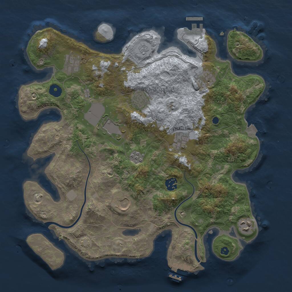 Rust Map: Procedural Map, Size: 3500, Seed: 1185847040, 14 Monuments