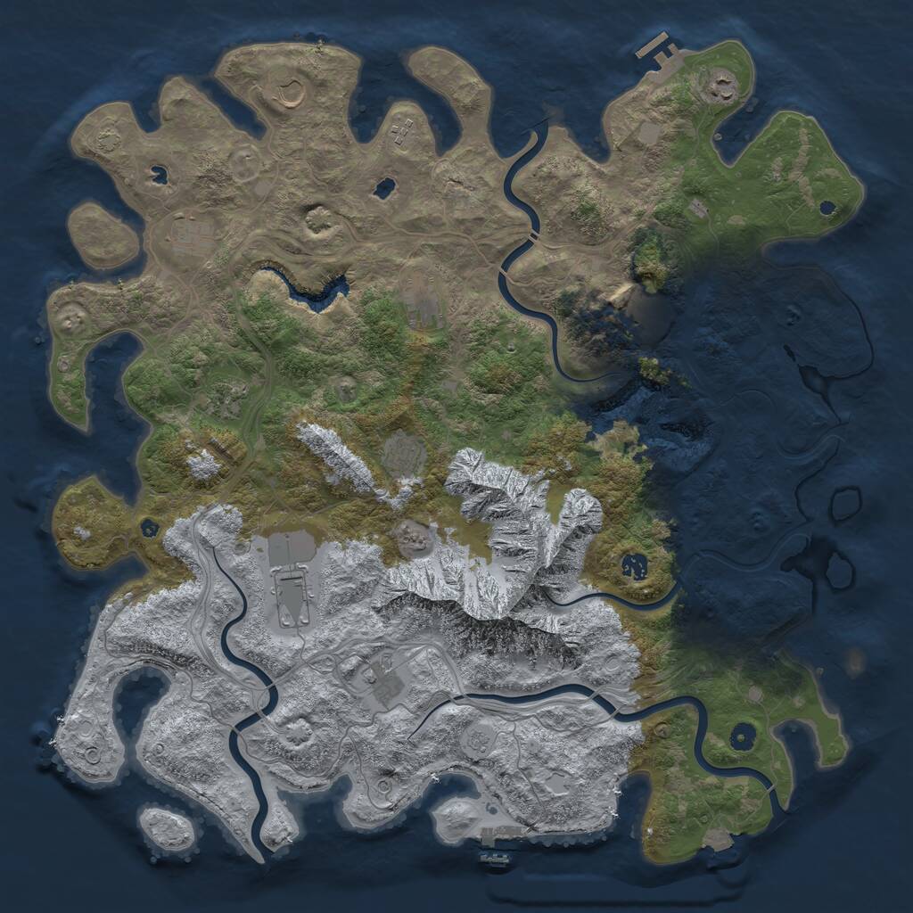 Rust Map: Procedural Map, Size: 5000, Seed: 52894, 17 Monuments