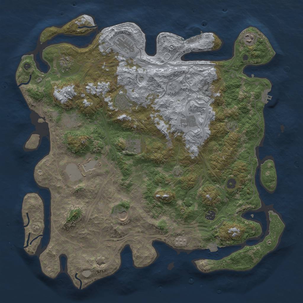 Rust Map: Procedural Map, Size: 4500, Seed: 1275849256, 19 Monuments