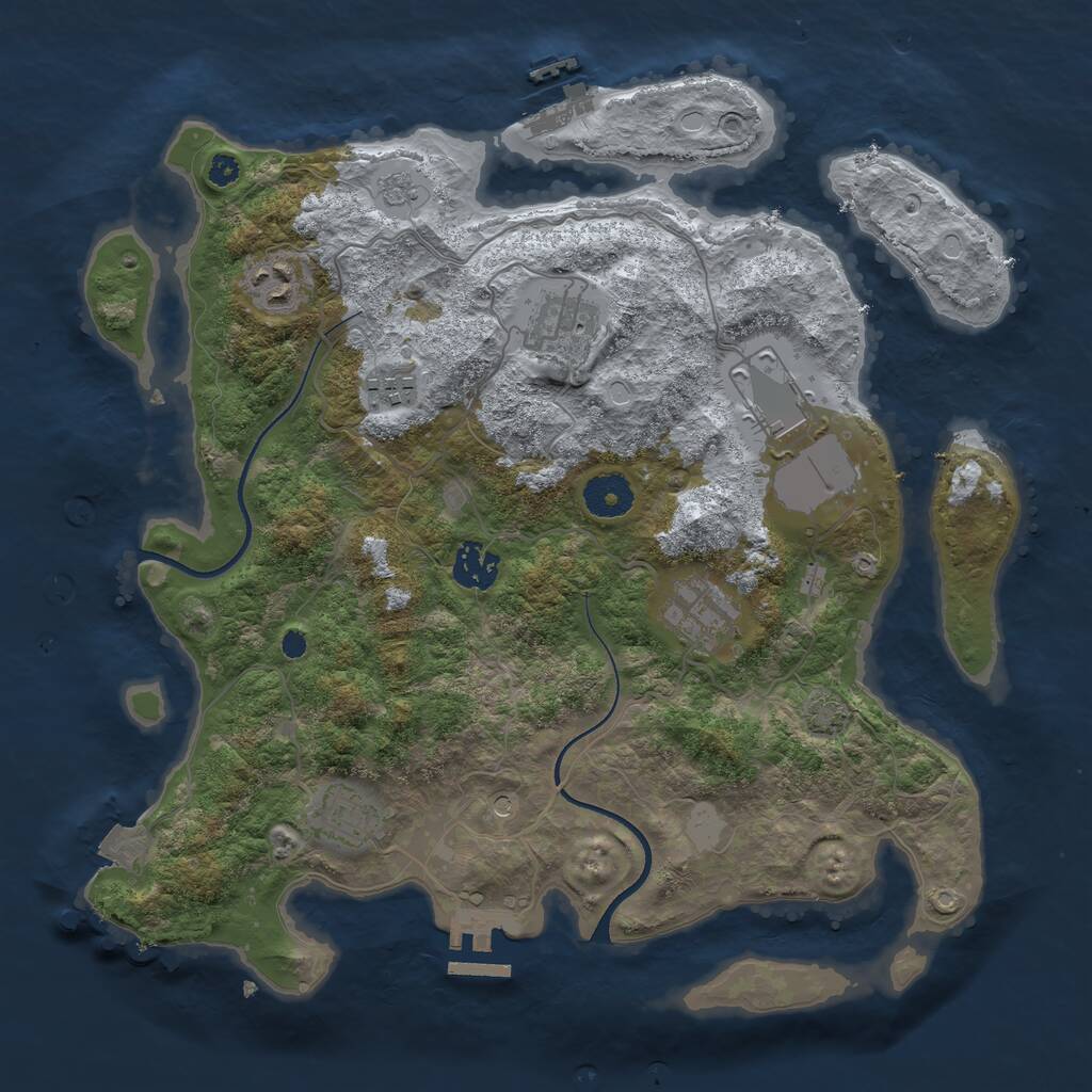 Rust Map: Procedural Map, Size: 3500, Seed: 652229848, 13 Monuments