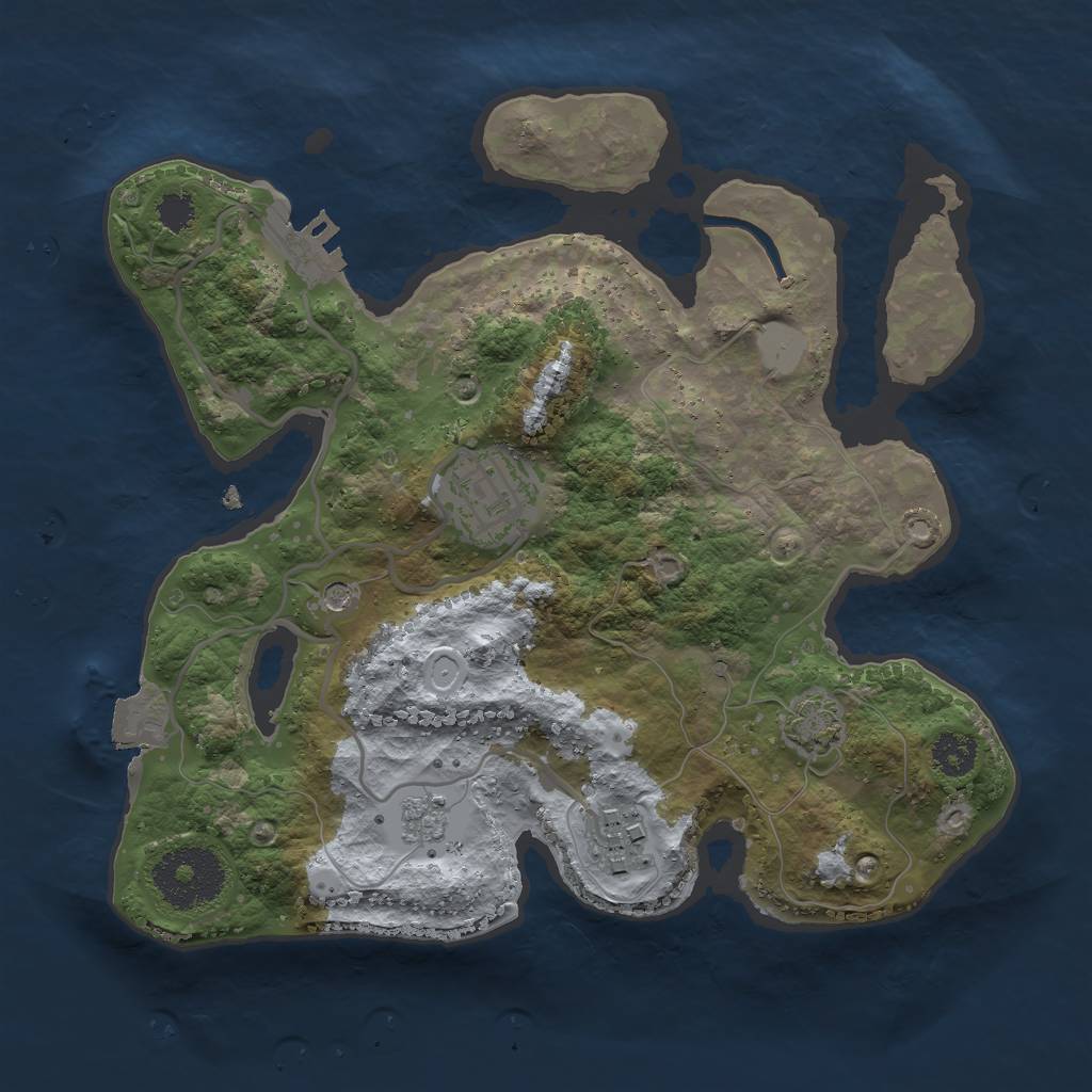 Rust Map: Procedural Map, Size: 2500, Seed: 1336549597, 9 Monuments