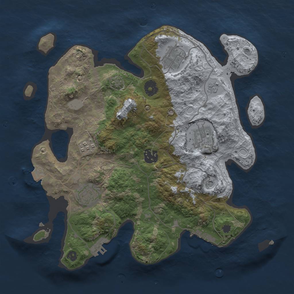 Rust Map: Procedural Map, Size: 3000, Seed: 1210491606, 13 Monuments