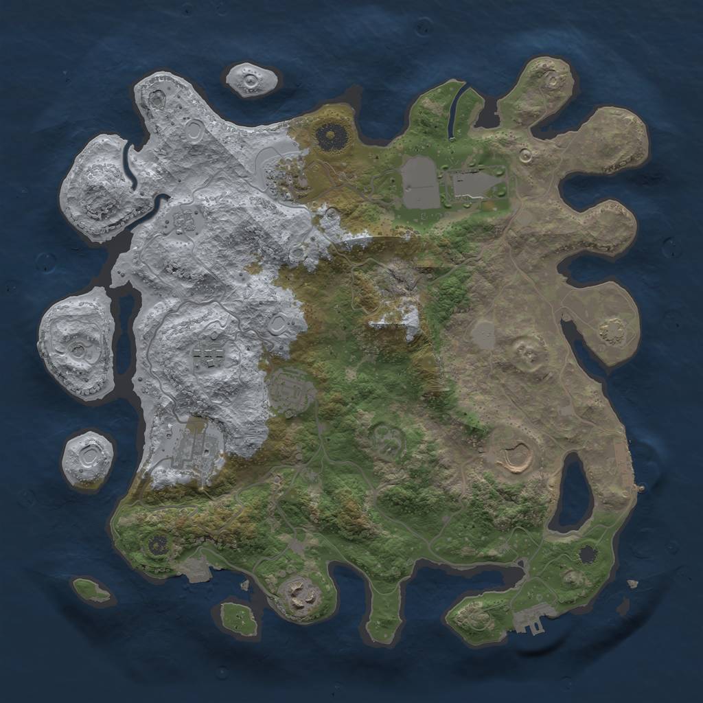 Rust Map: Procedural Map, Size: 3500, Seed: 1285398914, 15 Monuments