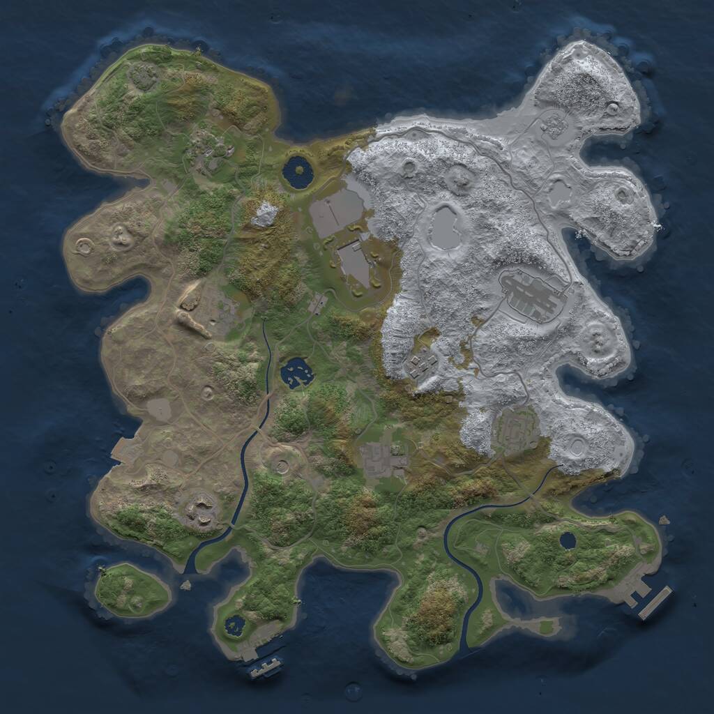 Rust Map: Procedural Map, Size: 3500, Seed: 826257392, 15 Monuments