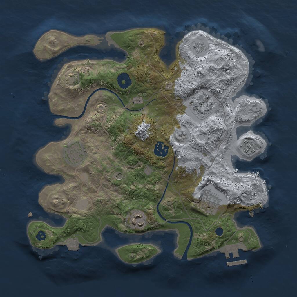 Rust Map: Procedural Map, Size: 3000, Seed: 796853, 11 Monuments