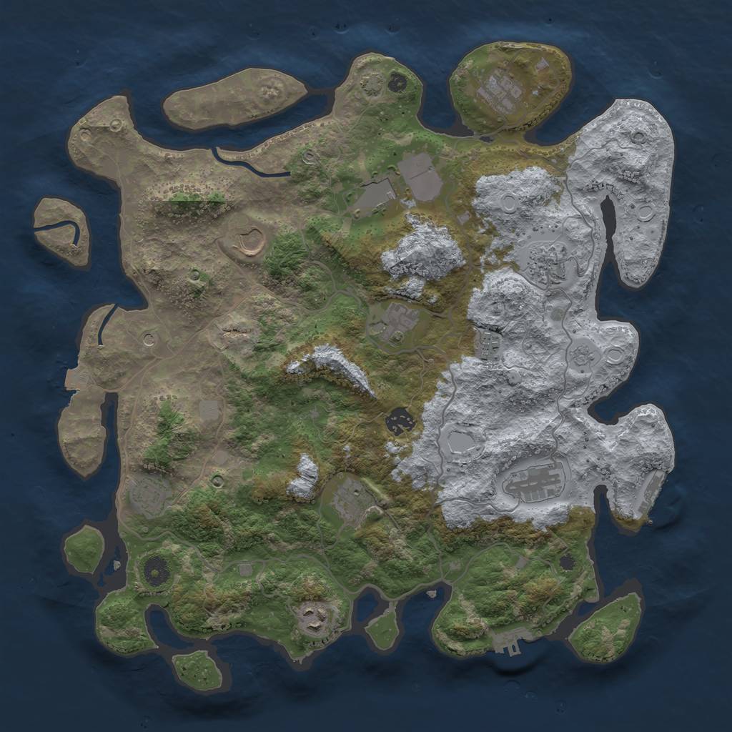 Rust Map: Procedural Map, Size: 4000, Seed: 22421, 19 Monuments