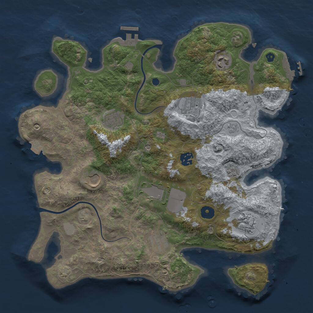 Rust Map: Procedural Map, Size: 3500, Seed: 32154213, 15 Monuments