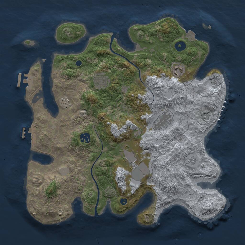 Rust Map: Procedural Map, Size: 3500, Seed: 1660754346, 12 Monuments