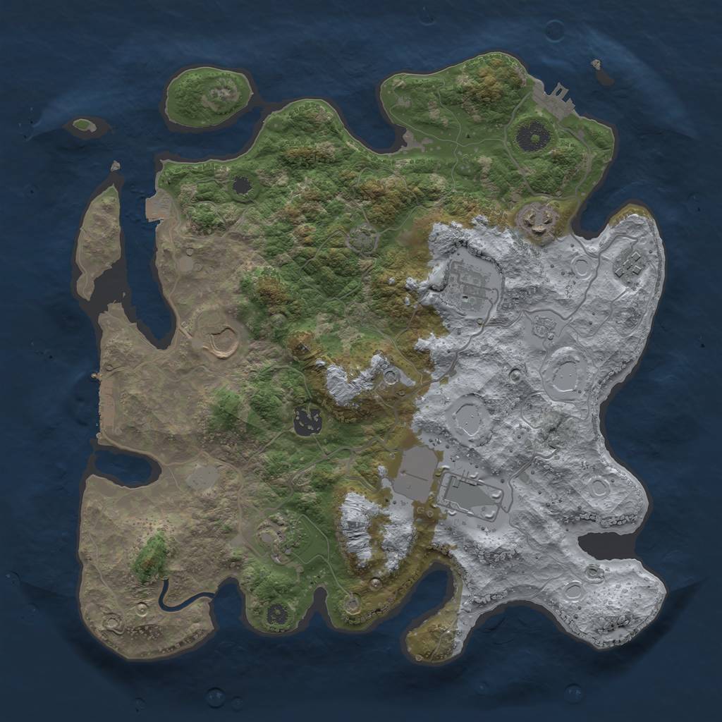 Rust Map: Procedural Map, Size: 3500, Seed: 1660754346, 15 Monuments