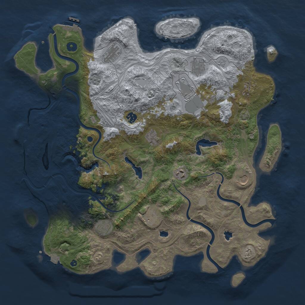 Rust Map: Procedural Map, Size: 4500, Seed: 1253633842, 17 Monuments