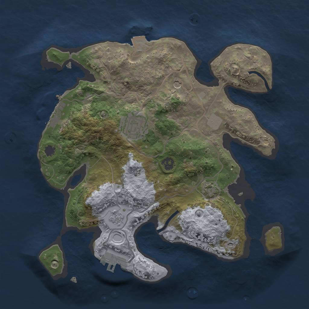 Rust Map: Procedural Map, Size: 2500, Seed: 17762075, 9 Monuments