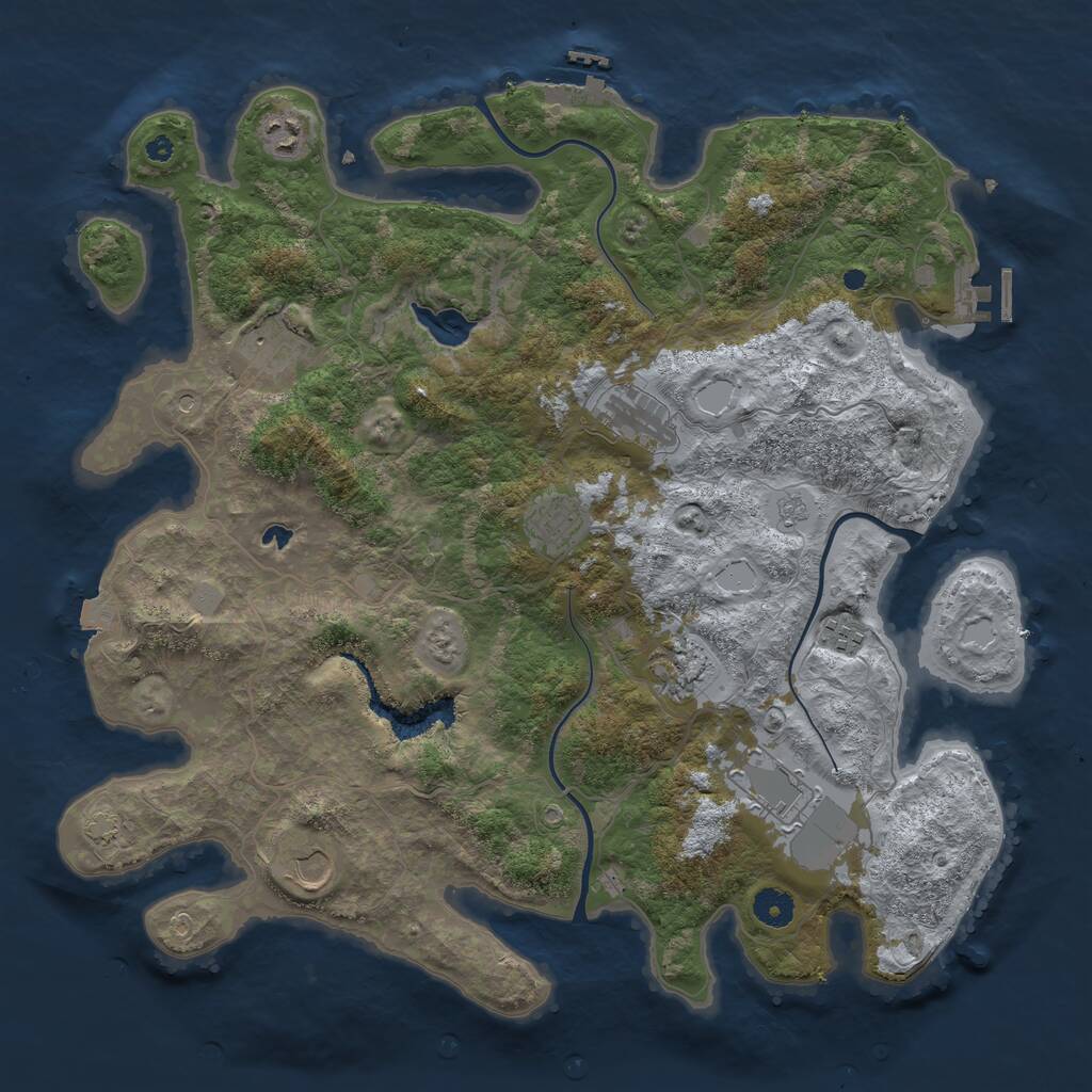 Rust Map: Procedural Map, Size: 4096, Seed: 1182778155, 14 Monuments