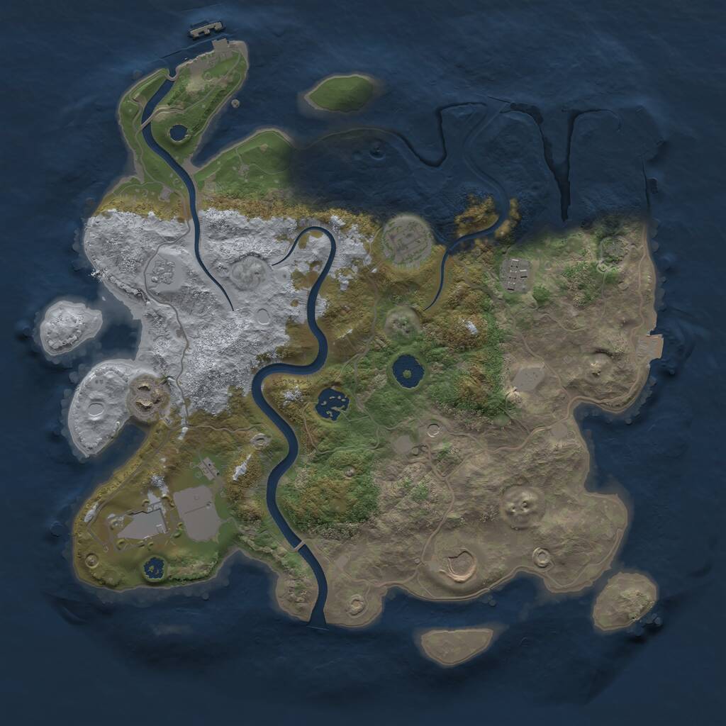 Rust Map: Procedural Map, Size: 3500, Seed: 2050859750, 12 Monuments