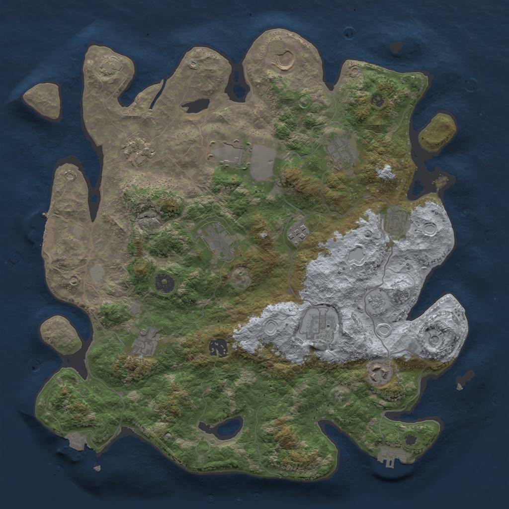 Rust Map: Procedural Map, Size: 3900, Seed: 16300317, 19 Monuments