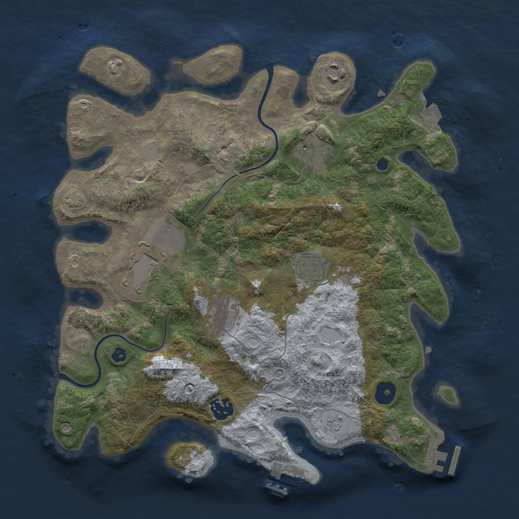 Rust Map: Procedural Map, Size: 3500, Seed: 1060253587, 12 Monuments