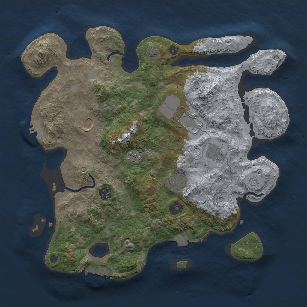 Rust Map: Procedural Map, Size: 3500, Seed: 940822575, 14 Monuments