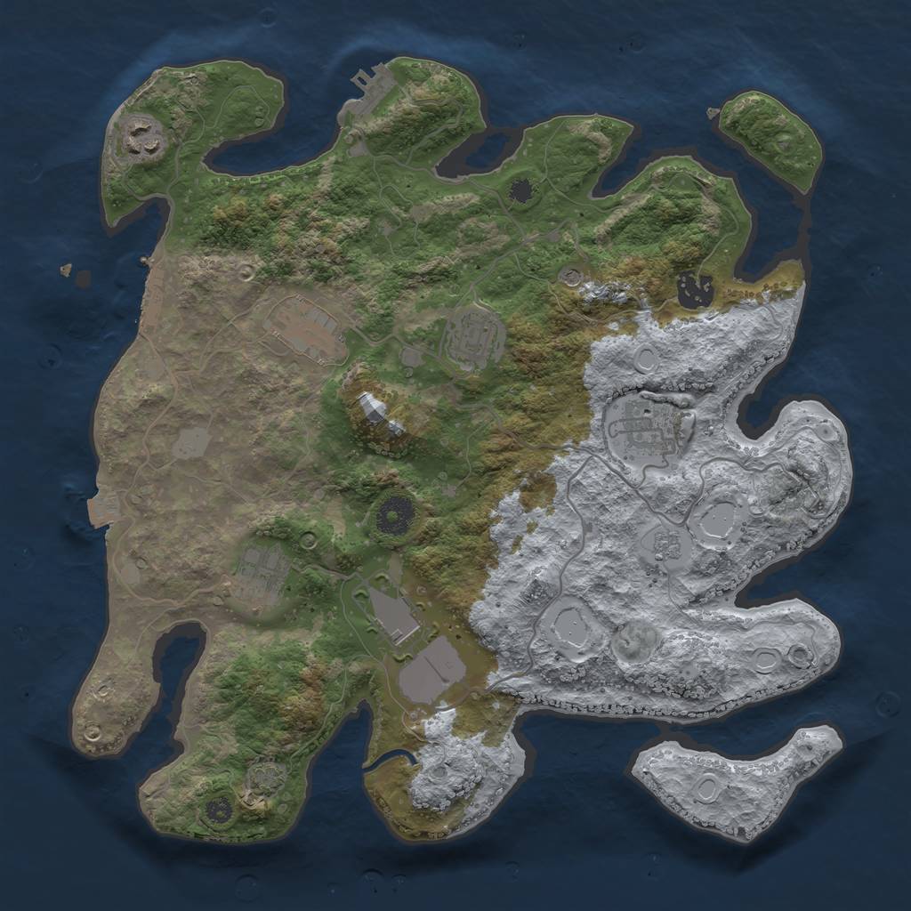 Rust Map: Procedural Map, Size: 3500, Seed: 1586558193, 15 Monuments