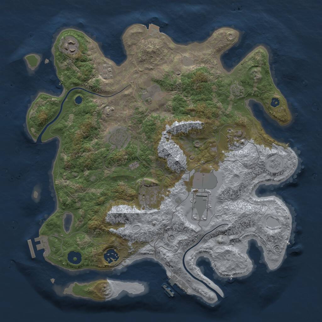 Rust Map: Procedural Map, Size: 3500, Seed: 1114279615, 14 Monuments