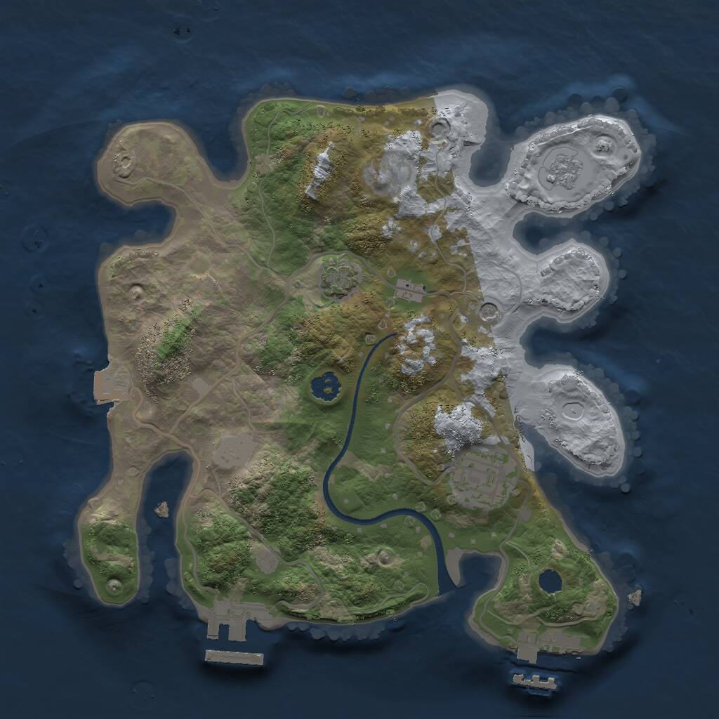 Rust Map: Procedural Map, Size: 2501, Seed: 1424168694, 7 Monuments