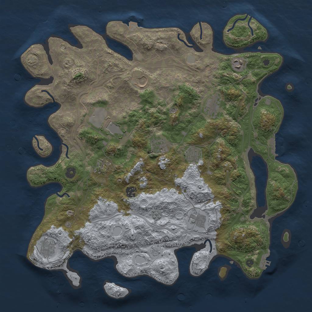 Rust Map: Procedural Map, Size: 4250, Seed: 908421675, 19 Monuments