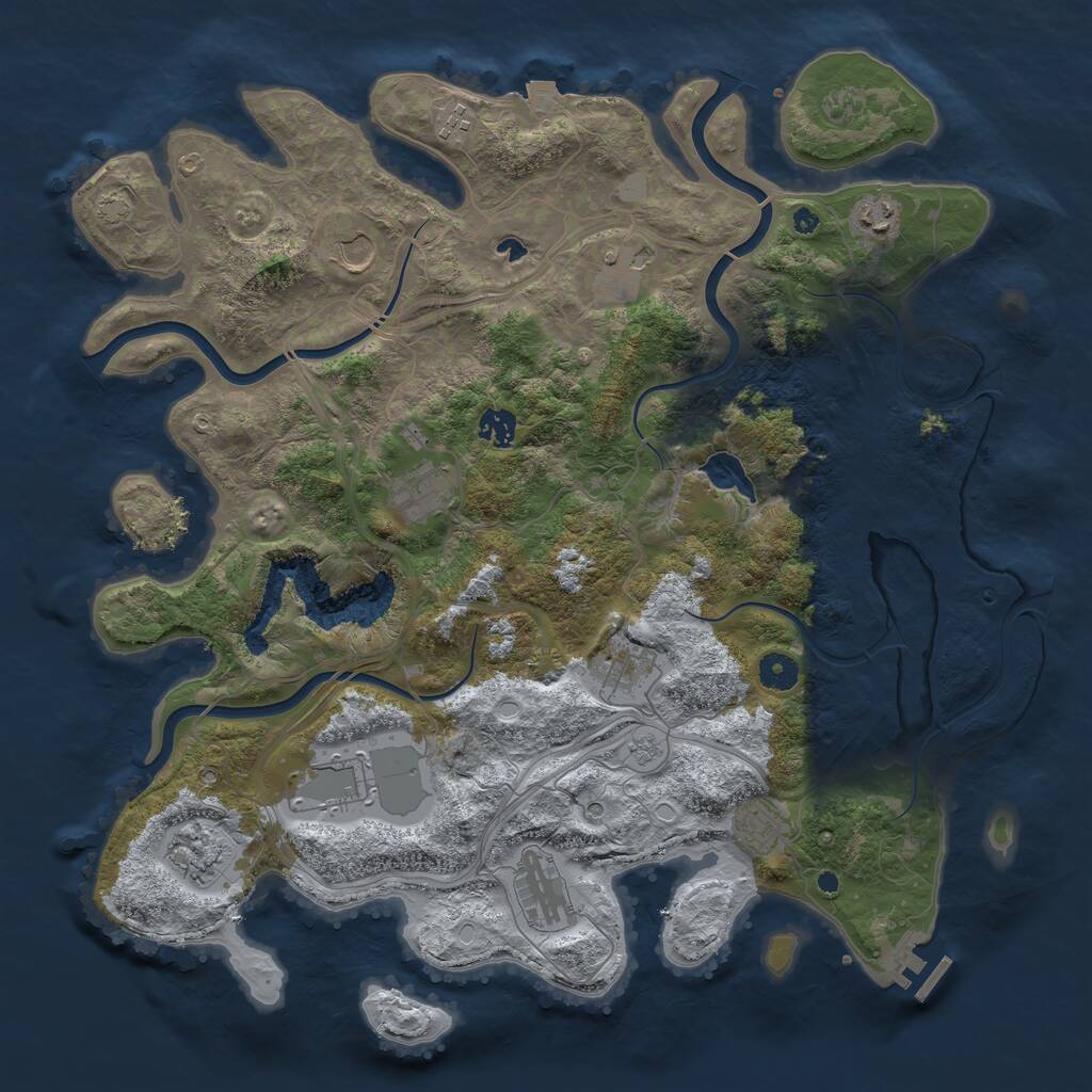 Rust Map: Procedural Map, Size: 4250, Seed: 908421675, 16 Monuments