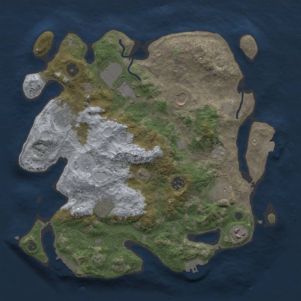 Rust Map: Procedural Map, Size: 3500, Seed: 53602713, 16 Monuments