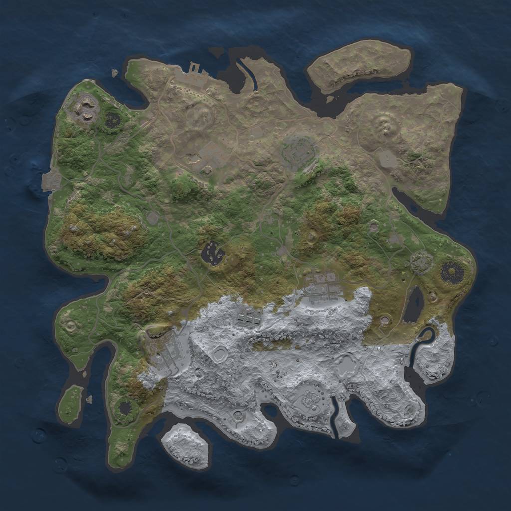 Rust Map: Procedural Map, Size: 3300, Seed: 987654321, 14 Monuments