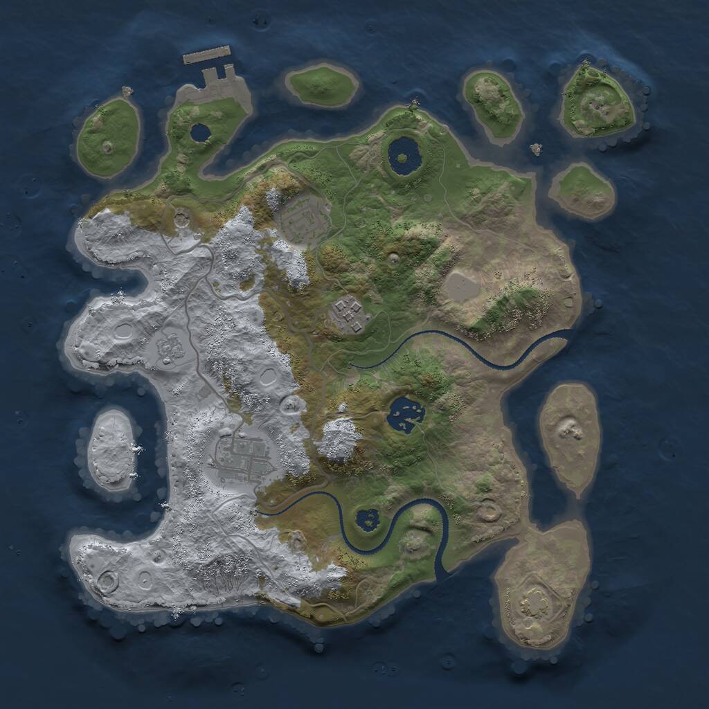 Rust Map: Procedural Map, Size: 3000, Seed: 59389, 9 Monuments