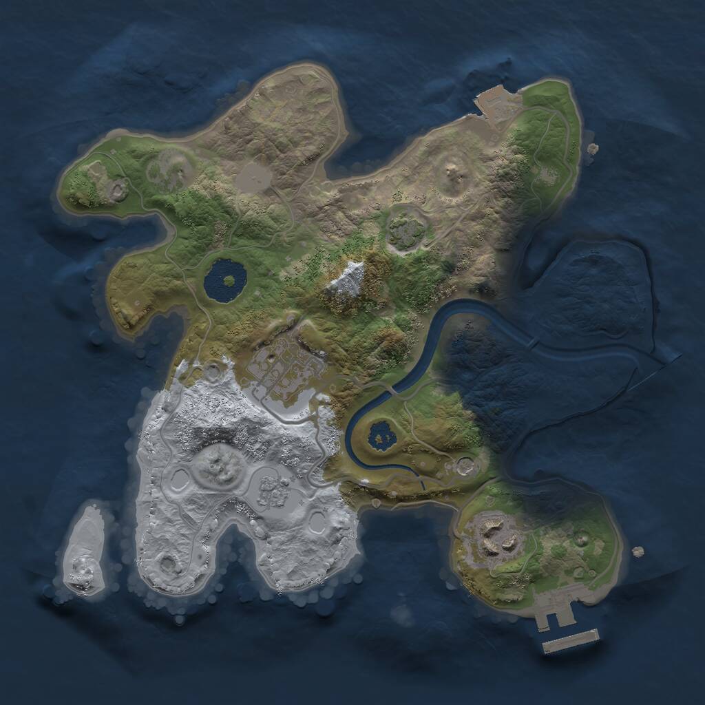 Rust Map: Procedural Map, Size: 2500, Seed: 59384, 7 Monuments