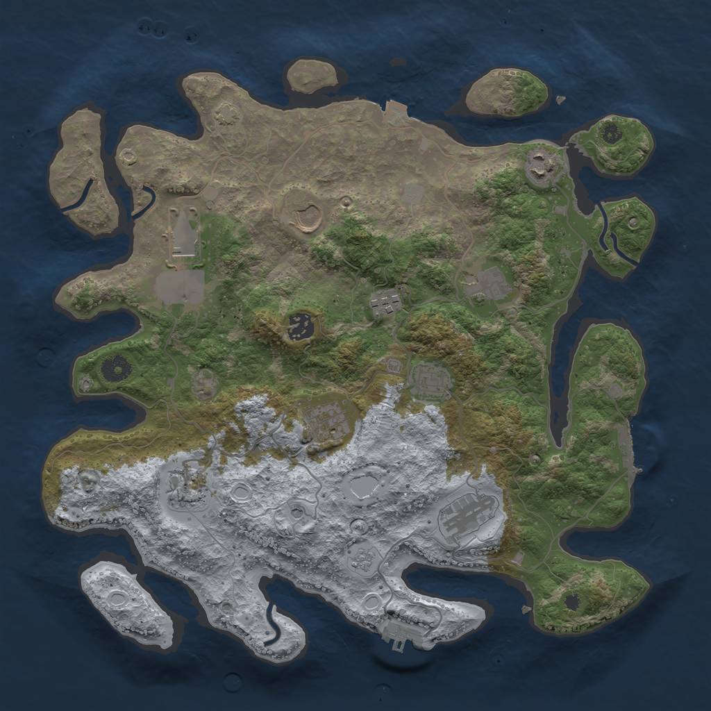 Rust Map: Procedural Map, Size: 3800, Seed: 672030912, 18 Monuments