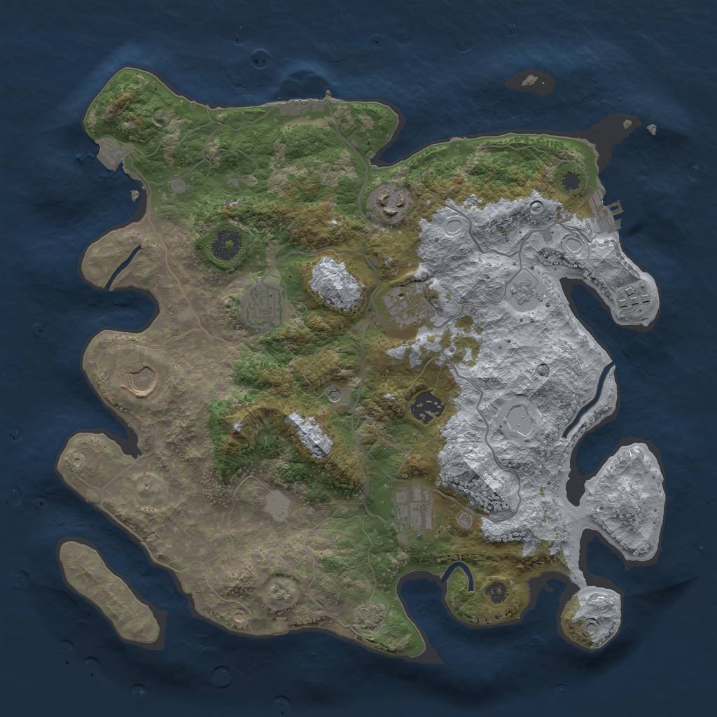Rust Map: Procedural Map, Size: 3500, Seed: 12580, 15 Monuments