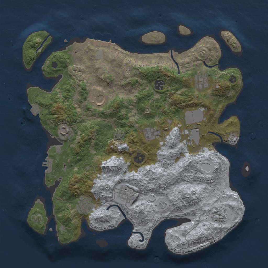 Rust Map: Procedural Map, Size: 3750, Seed: 1519063726, 17 Monuments