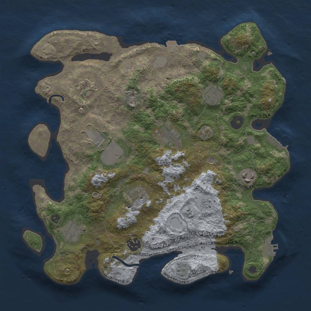 Rust Map: Procedural Map, Size: 3500, Seed: 1587927990, 17 Monuments