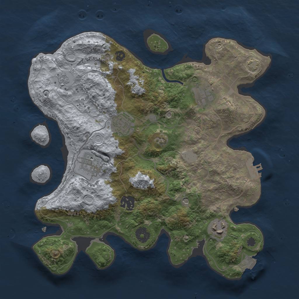 Rust Map: Procedural Map, Size: 3000, Seed: 710951402, 12 Monuments