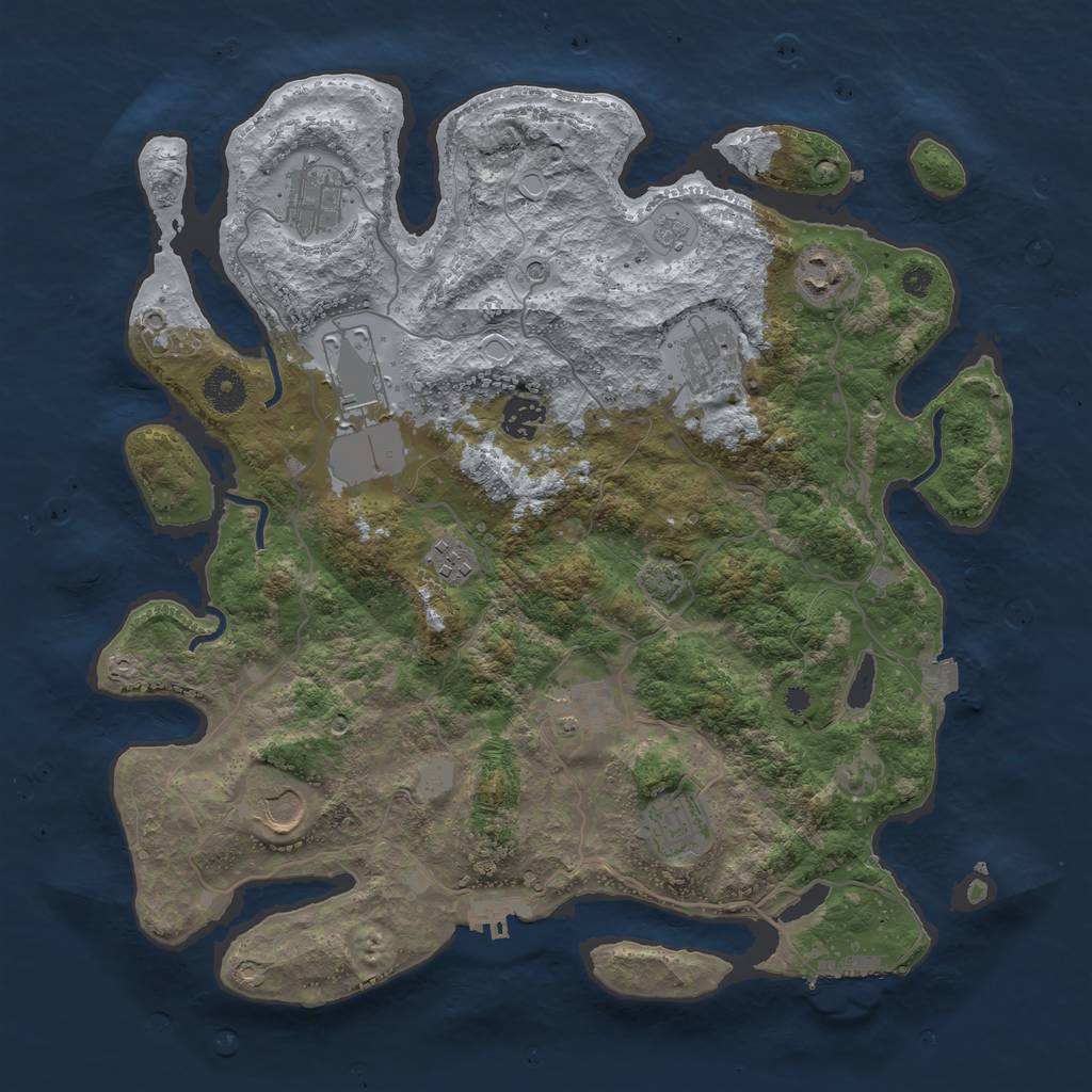 Rust Map: Procedural Map, Size: 3750, Seed: 38562618, 17 Monuments