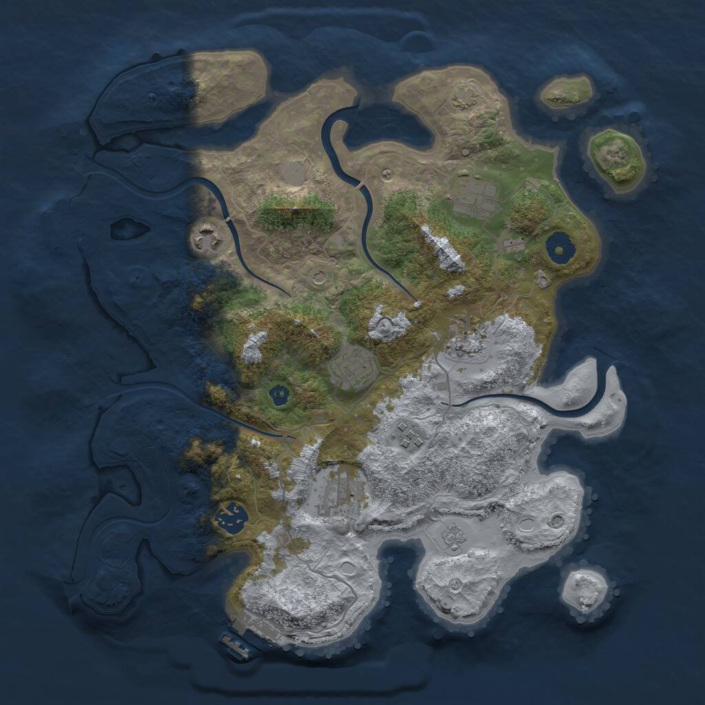 Rust Map: Procedural Map, Size: 3500, Seed: 14235627, 13 Monuments