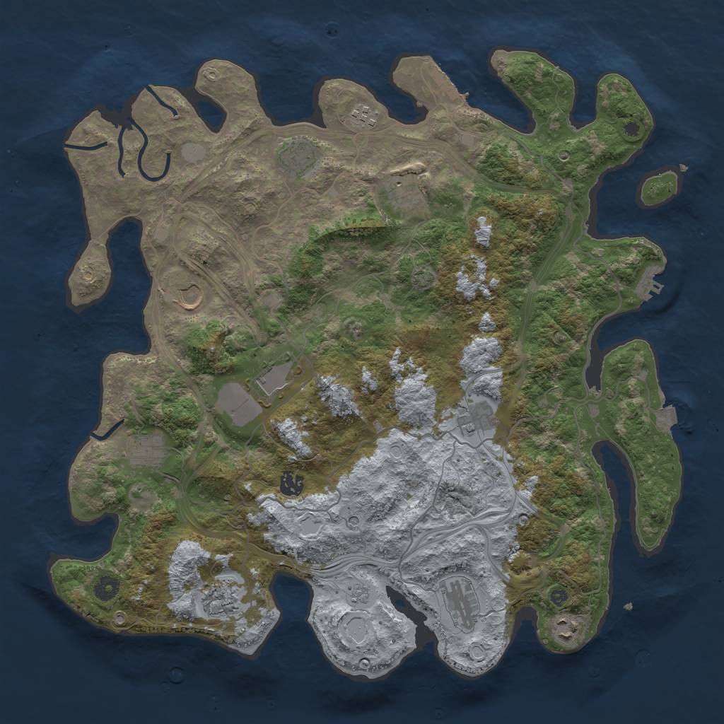 Rust Map: Procedural Map, Size: 4300, Seed: 1071414127, 19 Monuments