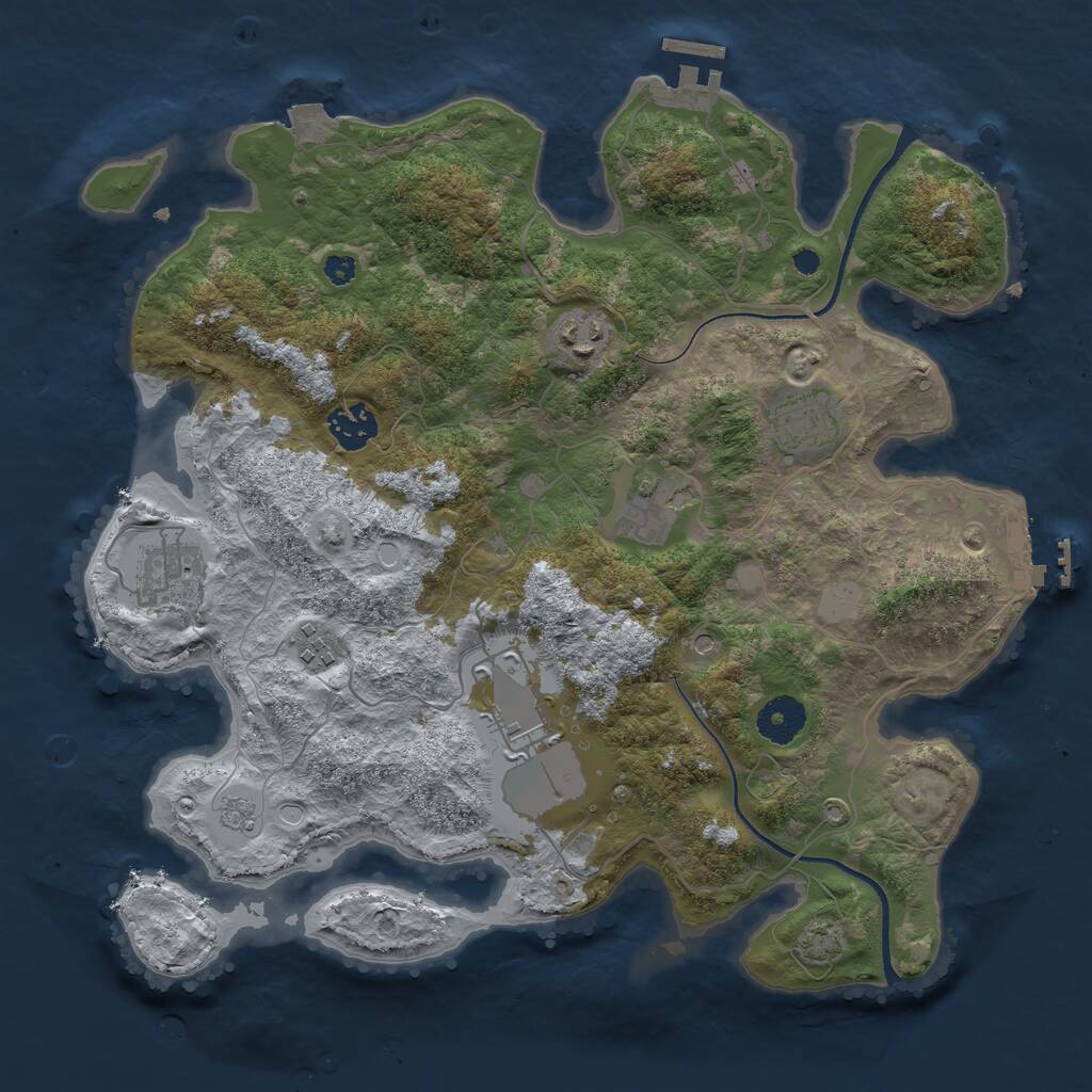 Rust Map: Procedural Map, Size: 3500, Seed: 1169572873, 13 Monuments