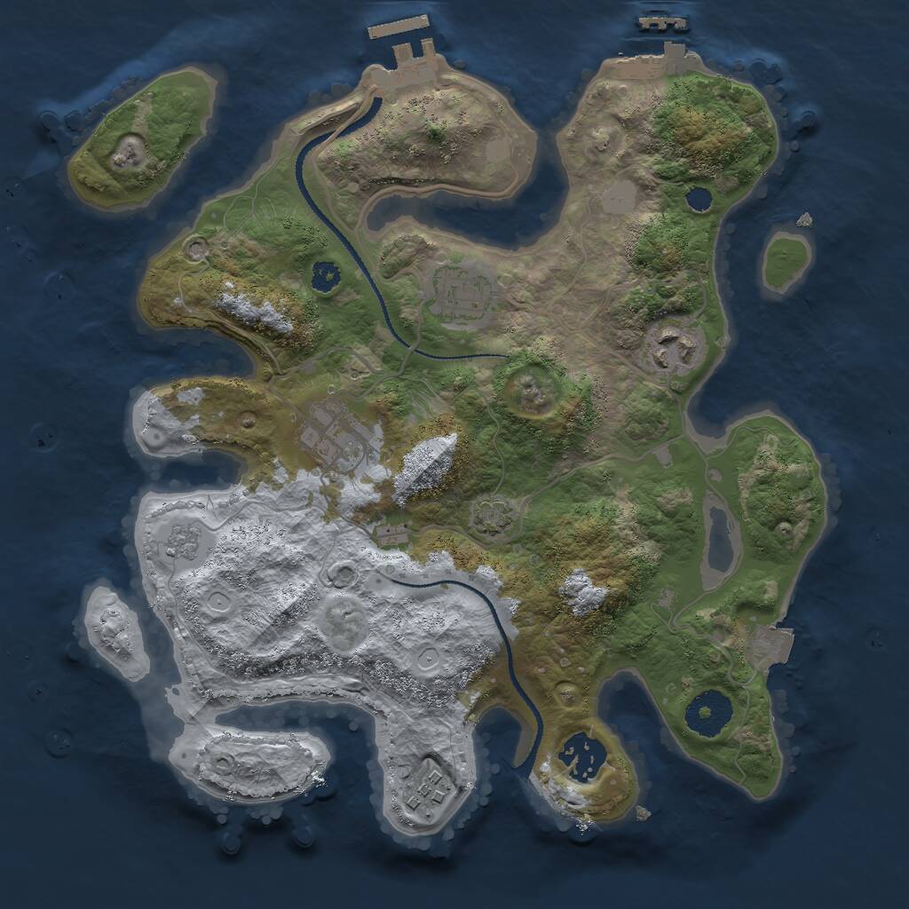 Rust Map: Procedural Map, Size: 3000, Seed: 17158804, 10 Monuments