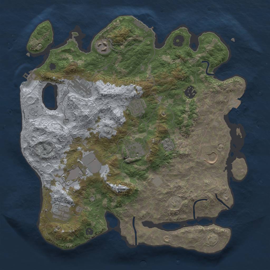 Rust Map: Procedural Map, Size: 3500, Seed: 1803740702, 17 Monuments