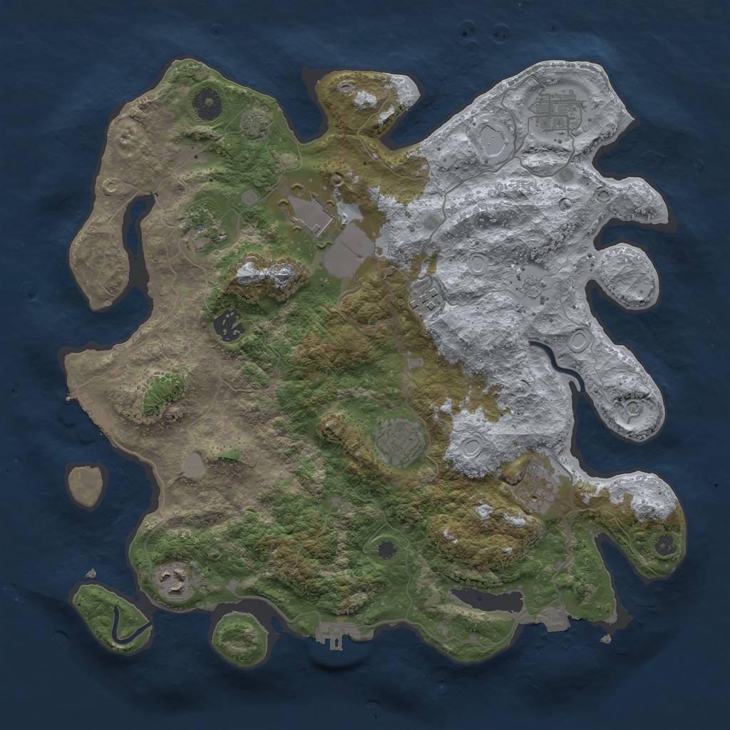 Rust Map: Procedural Map, Size: 3600, Seed: 598391237, 16 Monuments