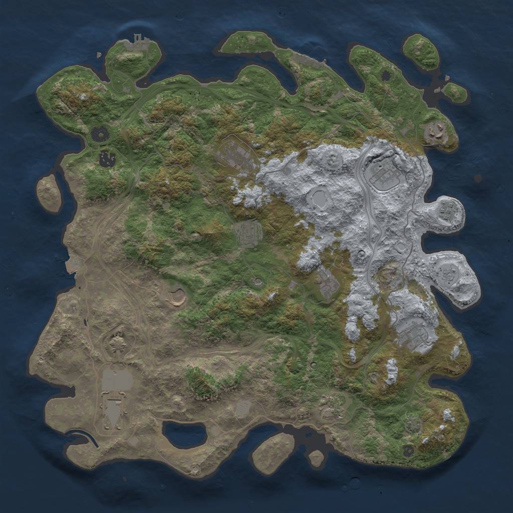 Rust Map: Procedural Map, Size: 4400, Seed: 10362091, 19 Monuments