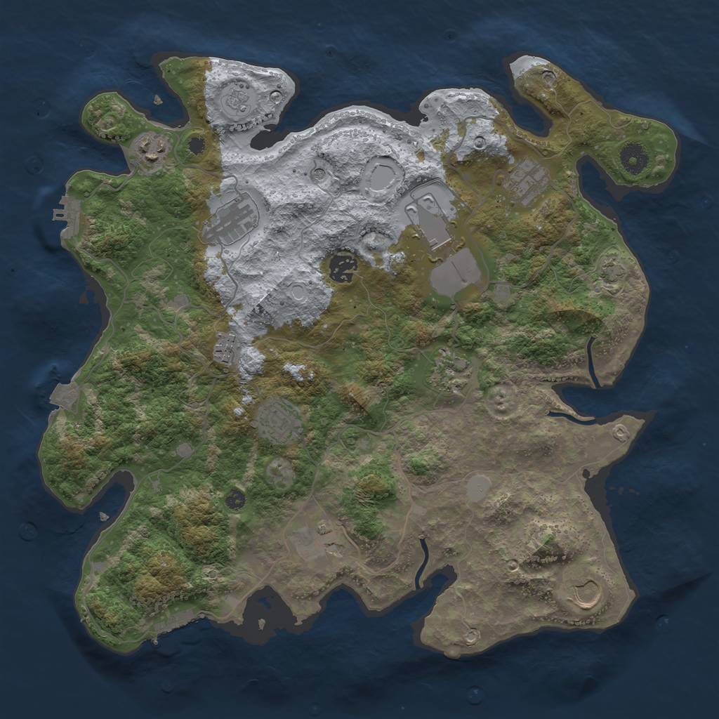 Rust Map: Procedural Map, Size: 3750, Seed: 579623, 18 Monuments