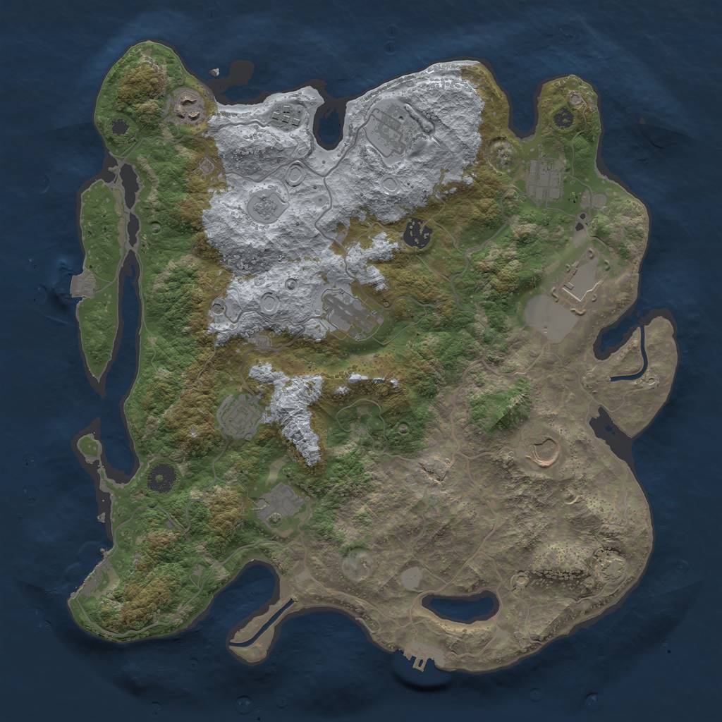 Rust Map: Procedural Map, Size: 3800, Seed: 672030914, 18 Monuments