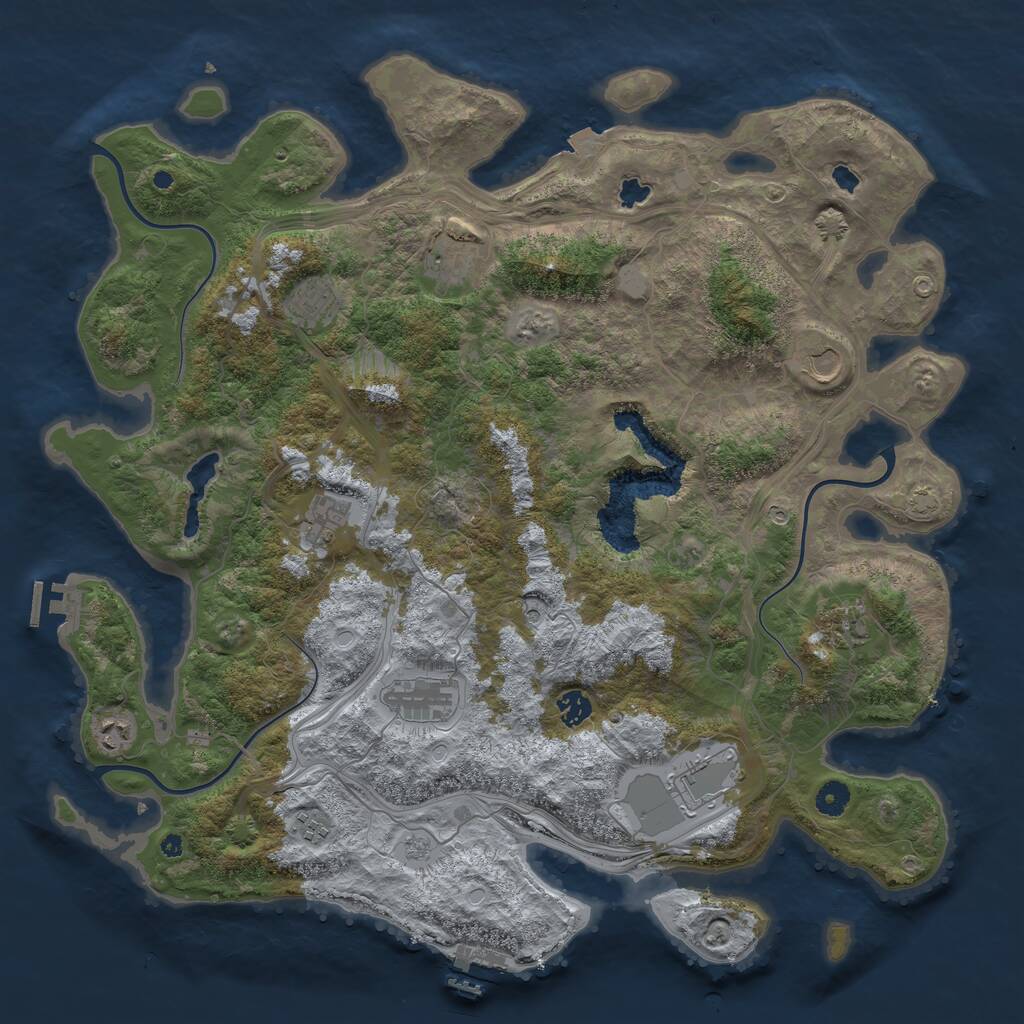 Rust Map: Procedural Map, Size: 4500, Seed: 875418428, 16 Monuments