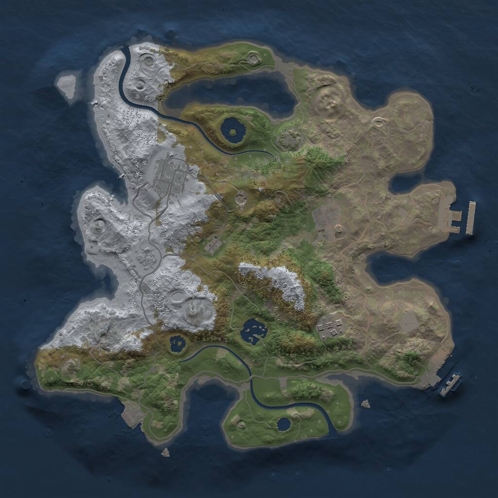 Rust Map: Procedural Map, Size: 3000, Seed: 1011811727, 10 Monuments