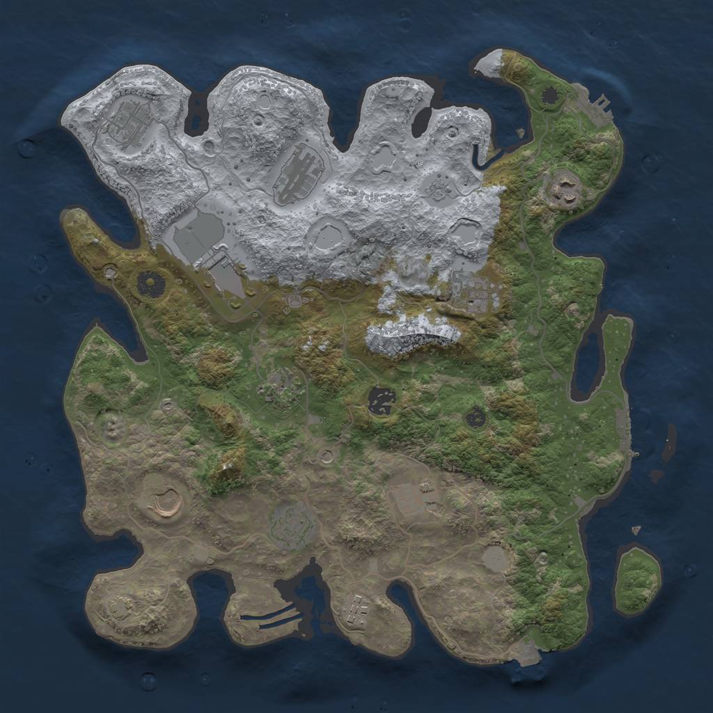 Rust Map: Procedural Map, Size: 3750, Seed: 6605039, 19 Monuments