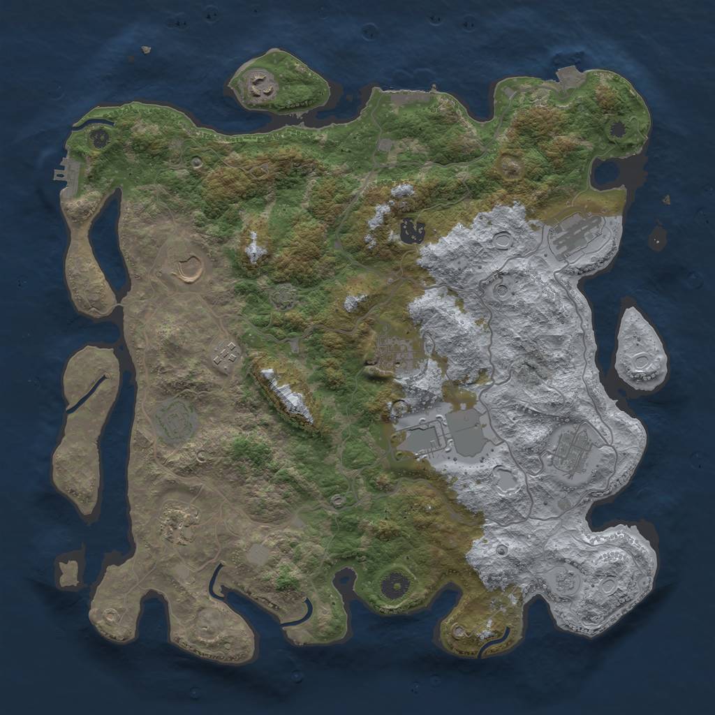 Rust Map: Procedural Map, Size: 4000, Seed: 1782490309, 18 Monuments