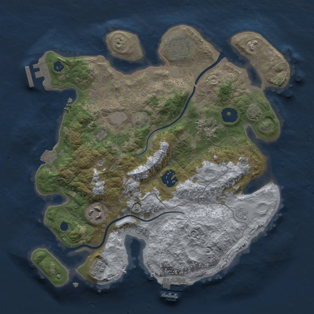 Rust Map: Procedural Map, Size: 3000, Seed: 1959529283, 11 Monuments