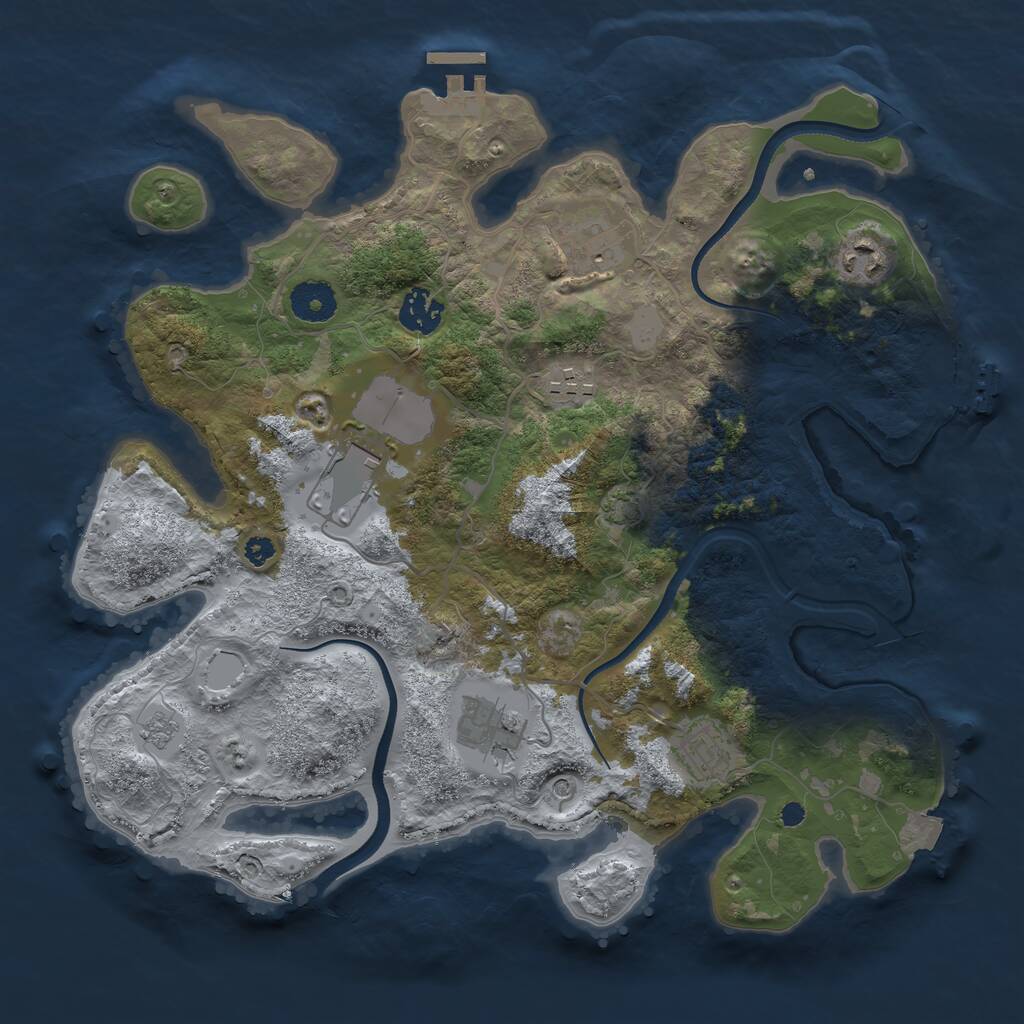 Rust Map: Procedural Map, Size: 3500, Seed: 1283460208, 13 Monuments